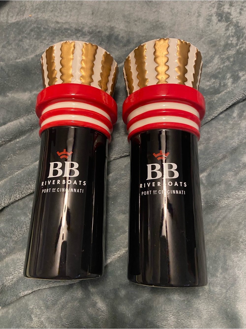 BB Riverboats Red, Black & Gold Decorative Bar Tumblers - Set of 2